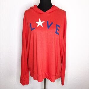 Sundry red Love star graphic hooded sweatshirt size 4 or Extra Large XL